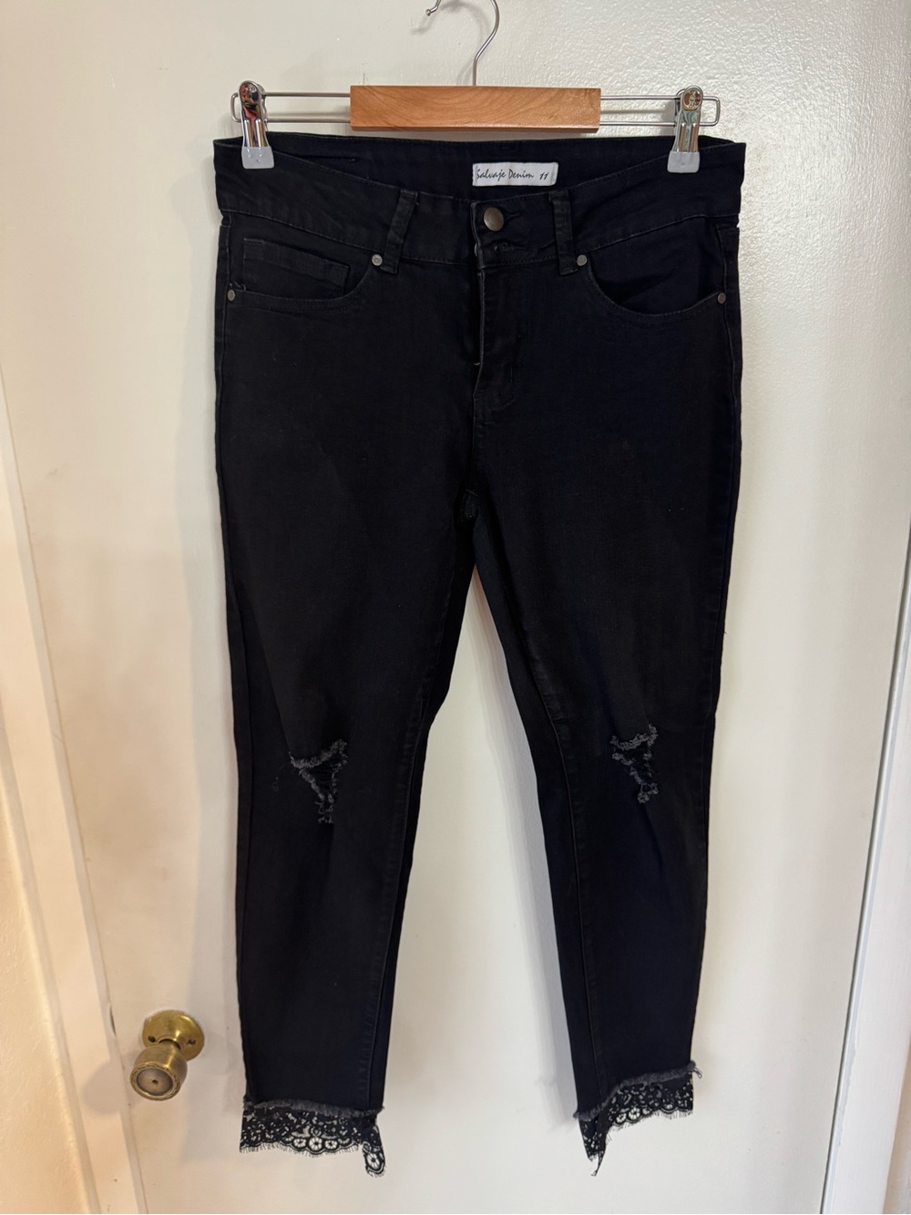 Black Lace-Hem Ankle Jeans by Halogen®